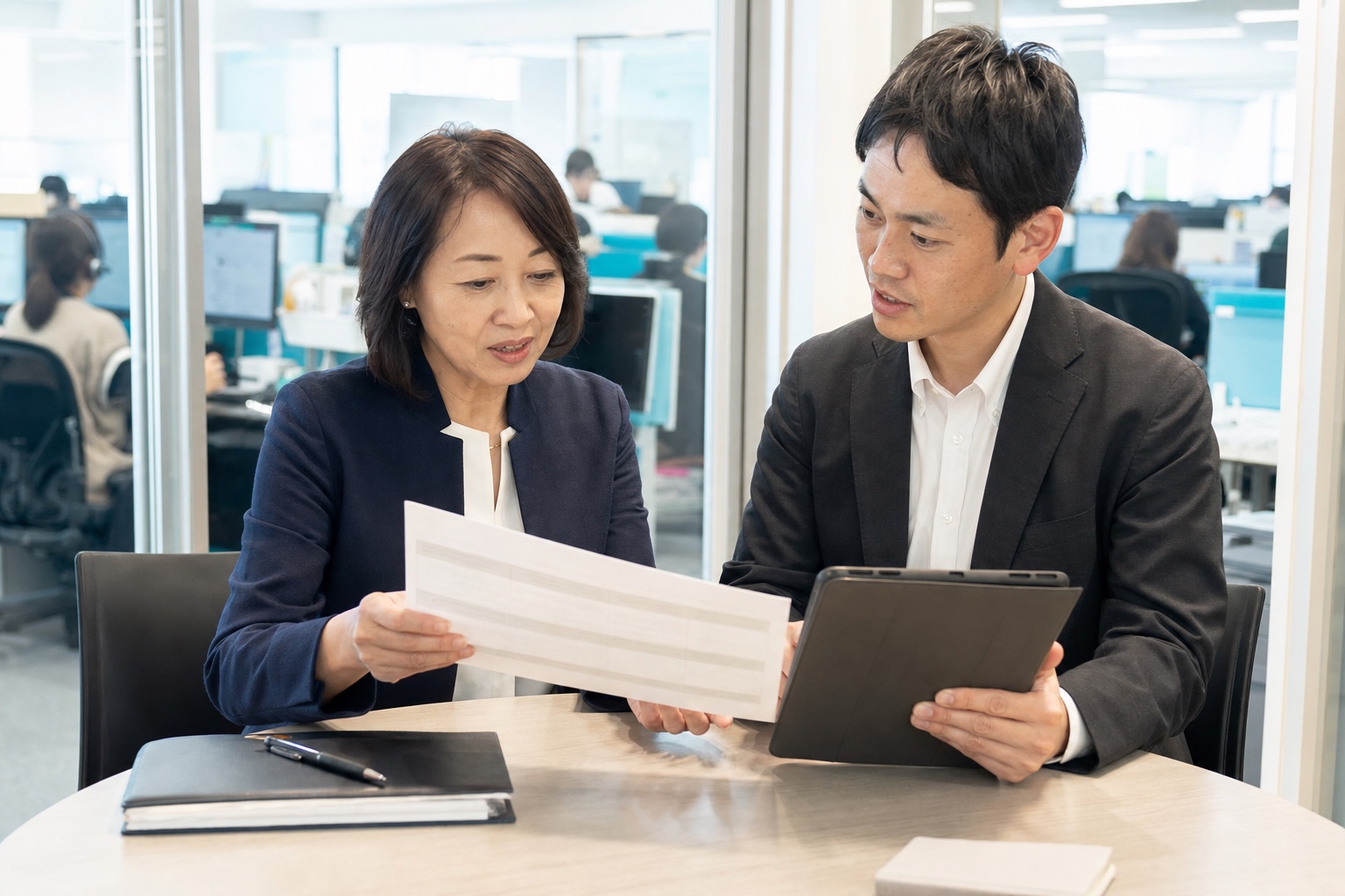 育成計画を確認する担当者